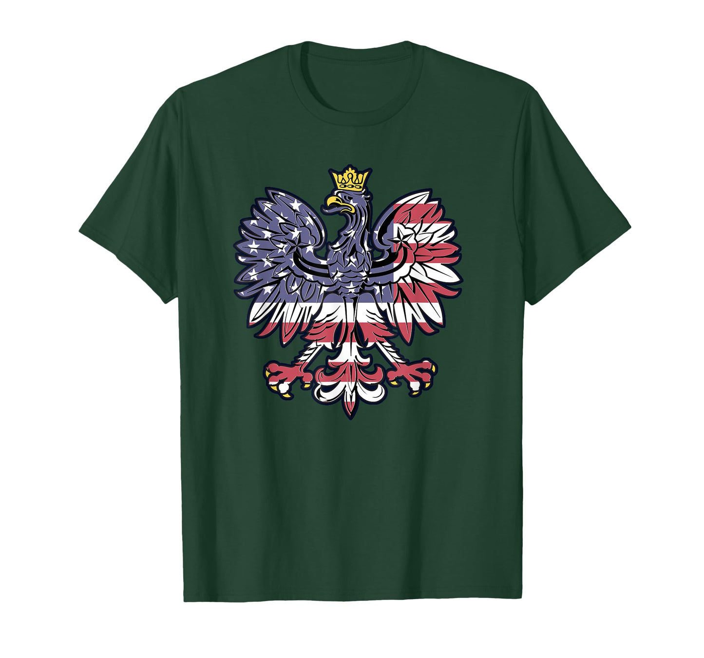 Polish Eagle American Flag Pride Falcon Gift T Shirt T-Shirt