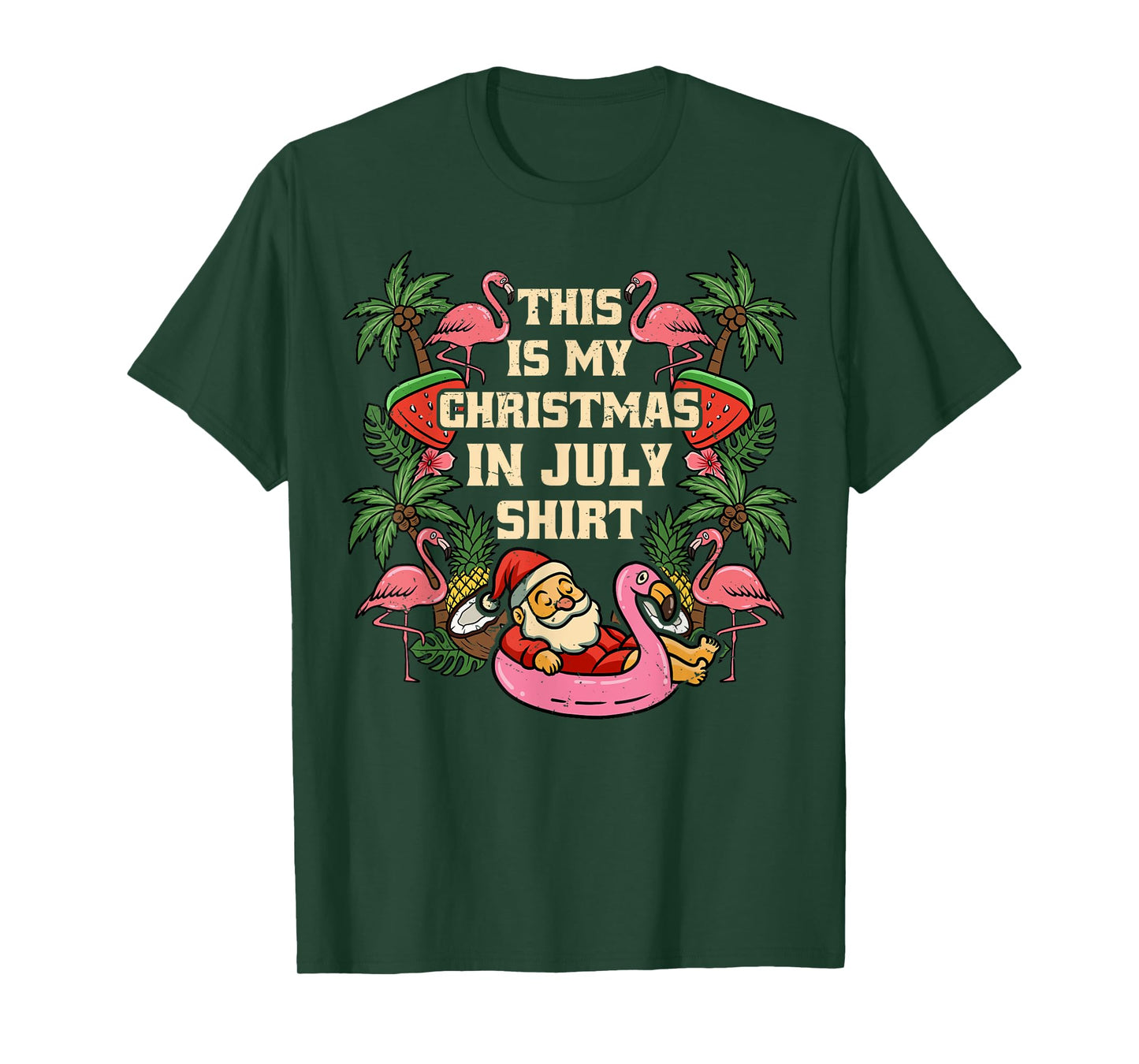 This Is My Christmas In July Santa Summer Hawaiian Christmas T-Shirt