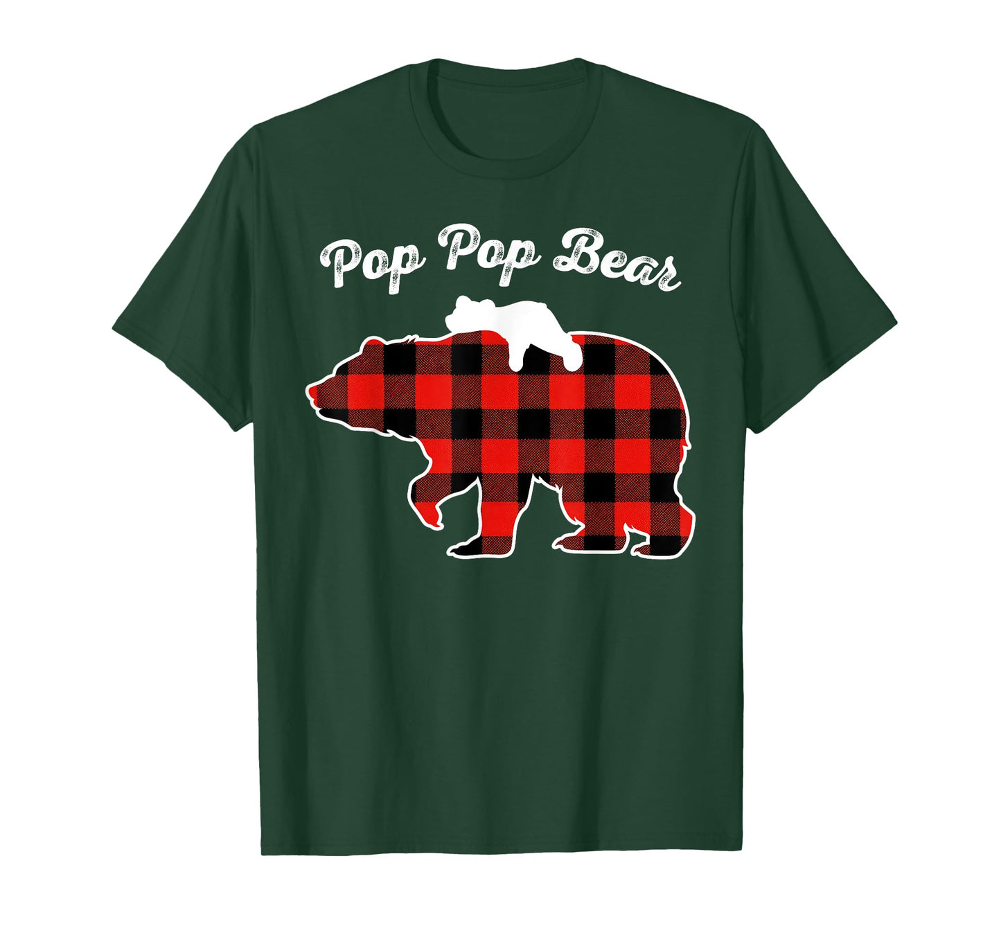 Pop Pop Bear Flannel Red Plaid Pajama Family Matching XMAS T-Shirt