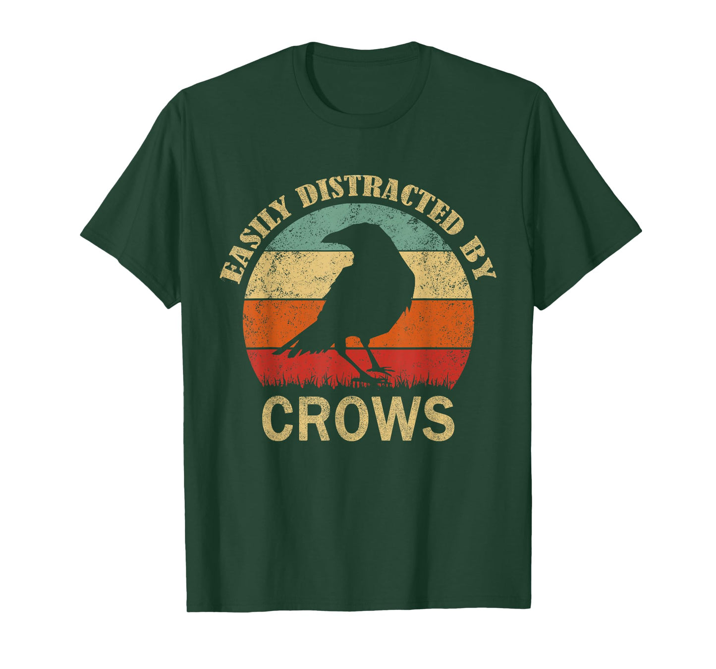 Easily Distracted By Crows | Retro Funny BIrd Lover Crow T-Shirt