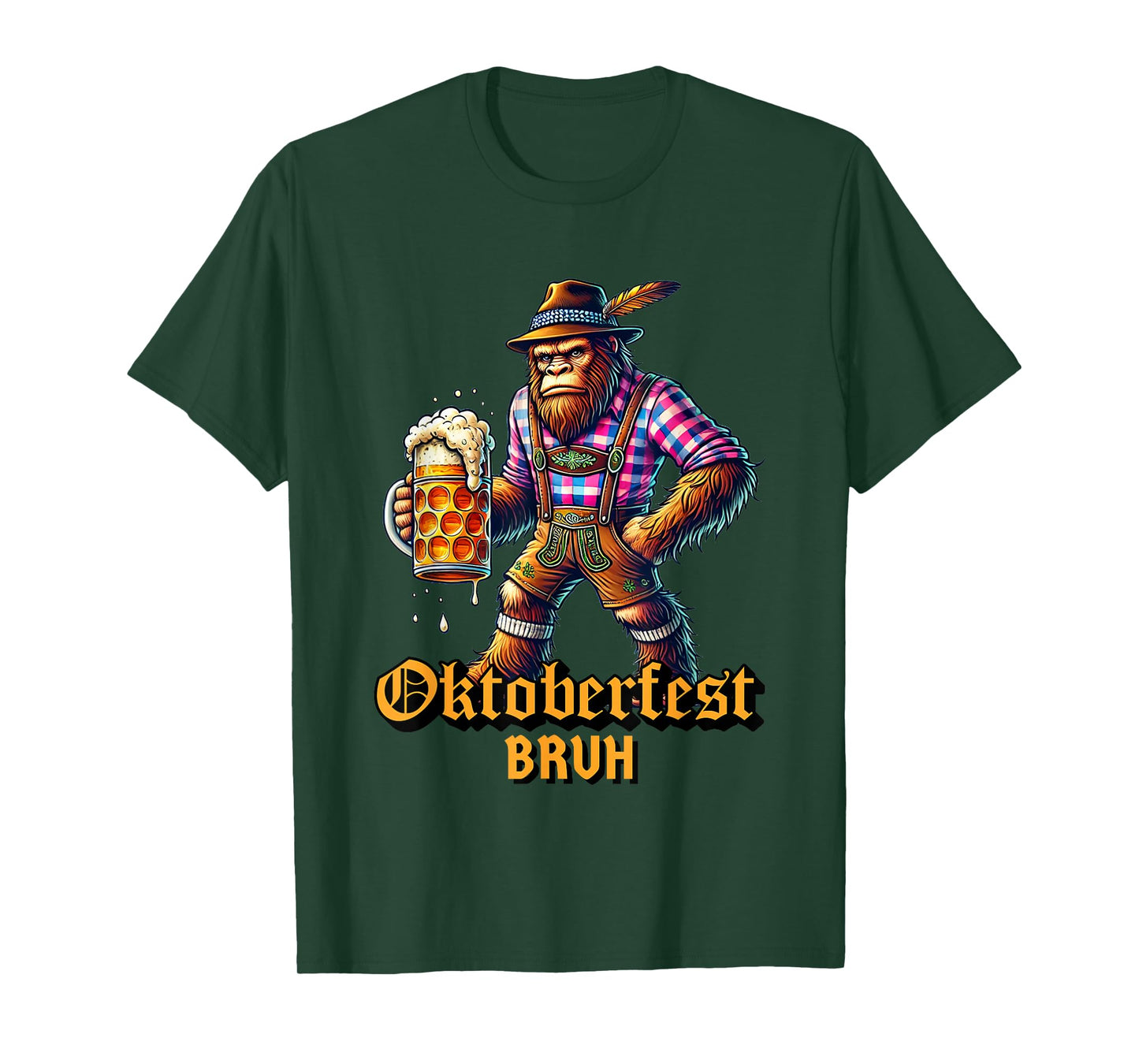German Bigfoot Sasquatch Lederhose Funny Oktoberfest 2025 T-Shirt