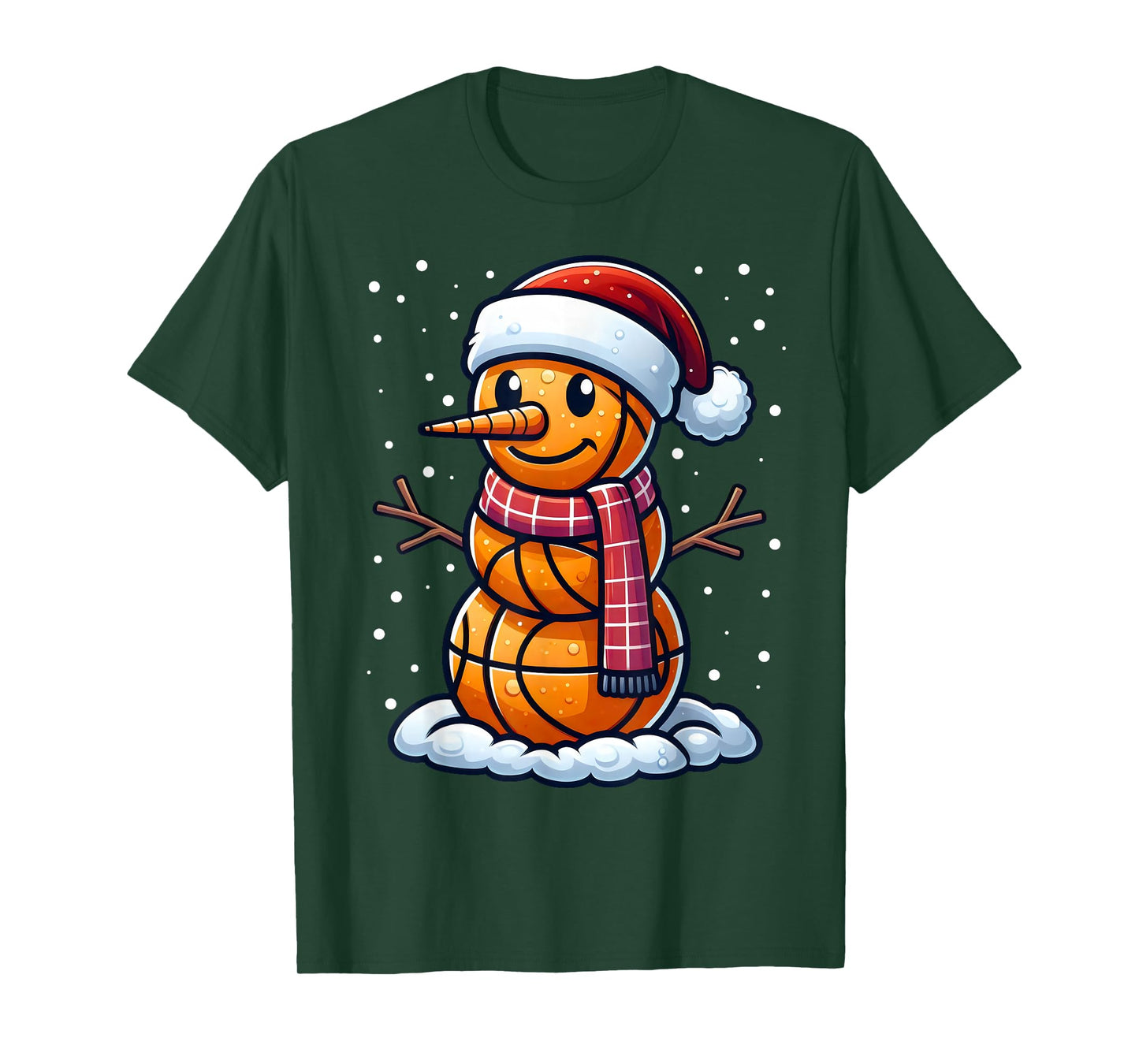 Funny Christmas Basketball Snowman Santa Basketball Boys Men T-Shirt