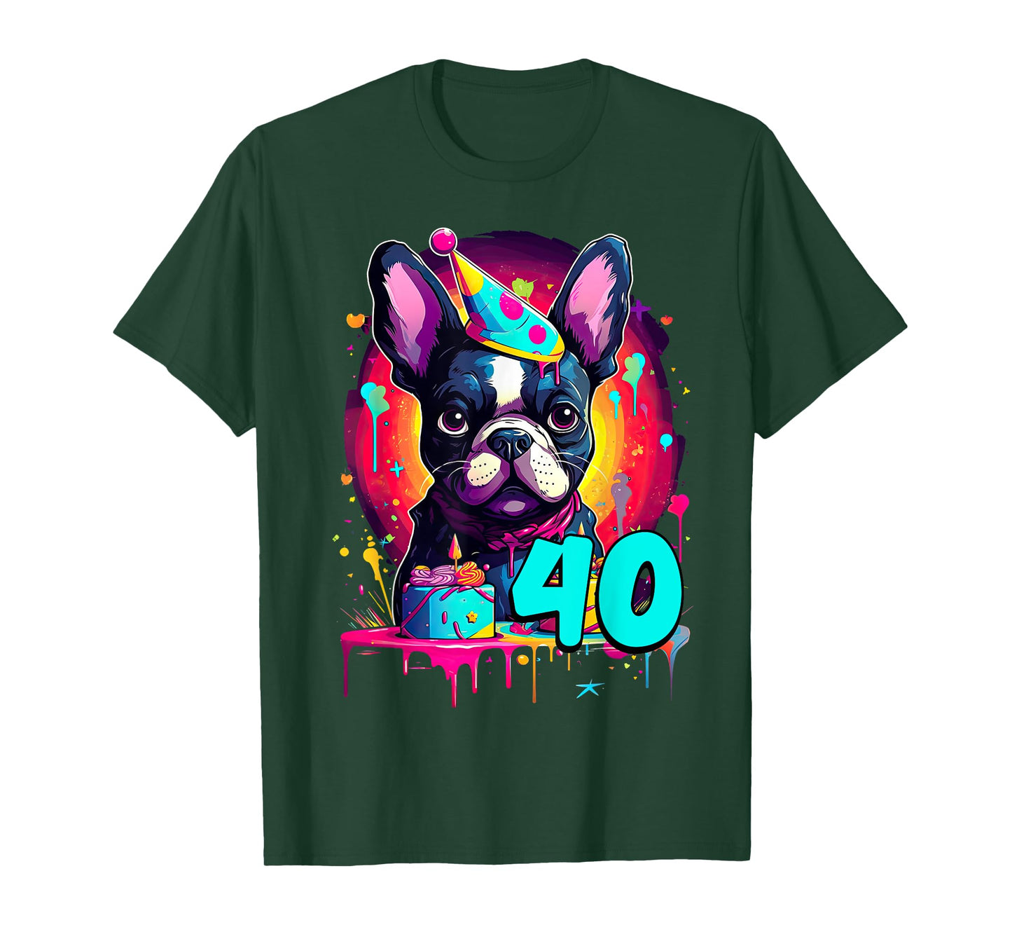 French Bulldog Dog 40th Birthday Themed Party 40 Years Old T-Shirt