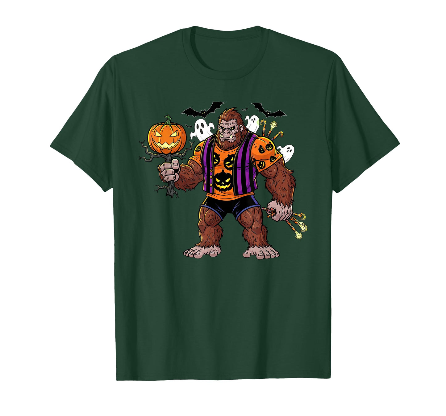 Bigfoot Halloween Sasquatch Pumpkin Ghost Costume Men T-Shirt