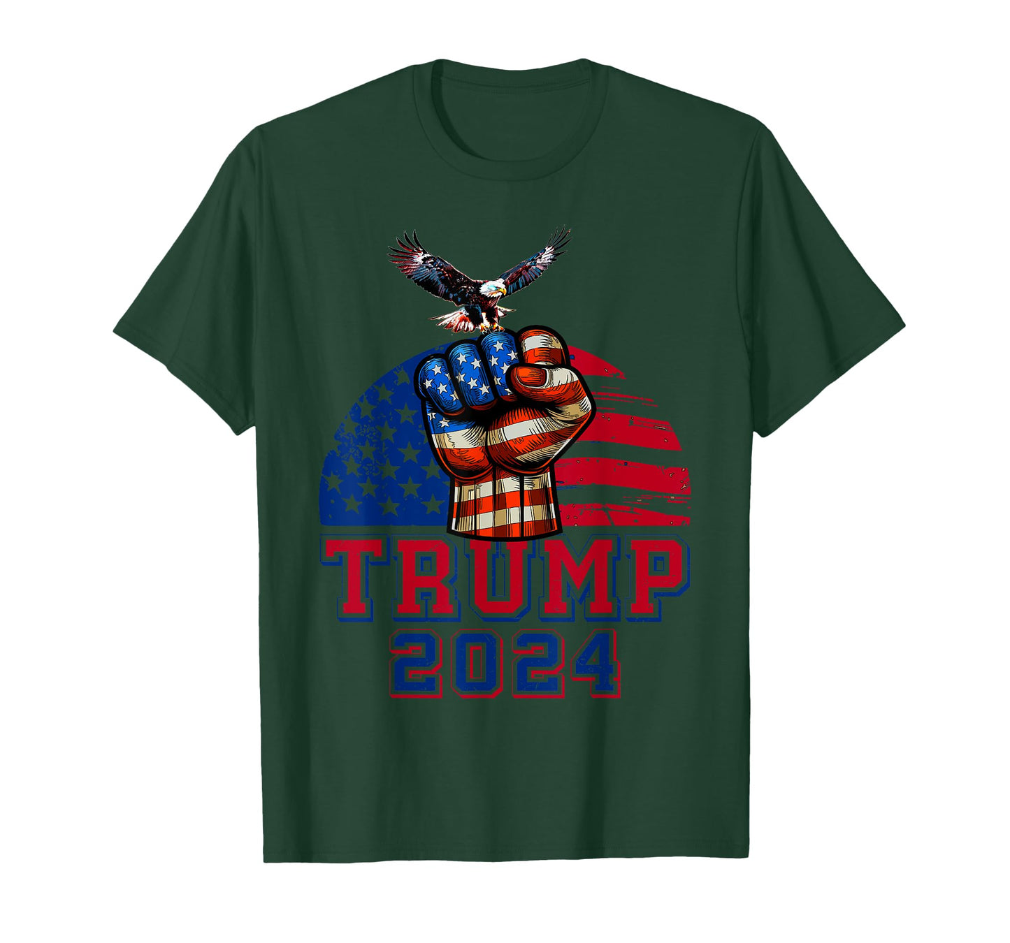 Trump 2024 Red White Blue Patriotic American Flag Eagle T-Shirt