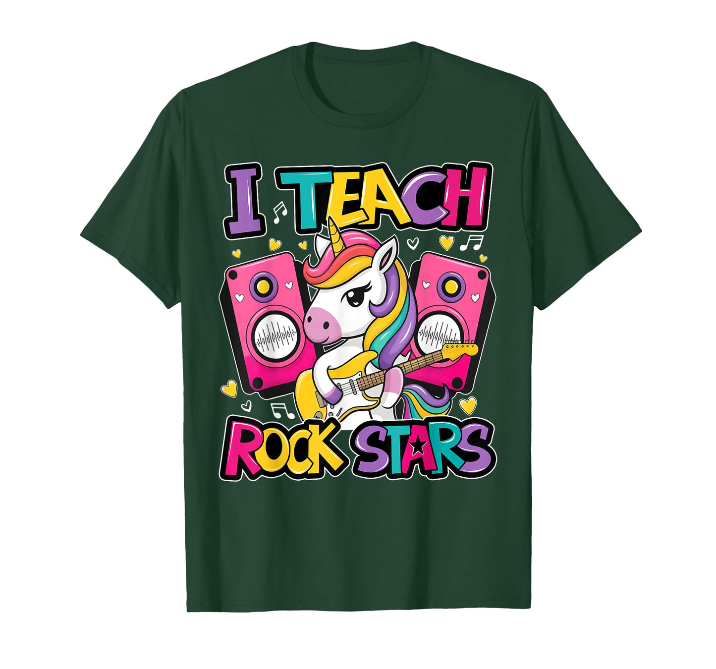 Unicorn Teacher I Teach Rock Stars Guitar Rockin Girls Women T-Shirt