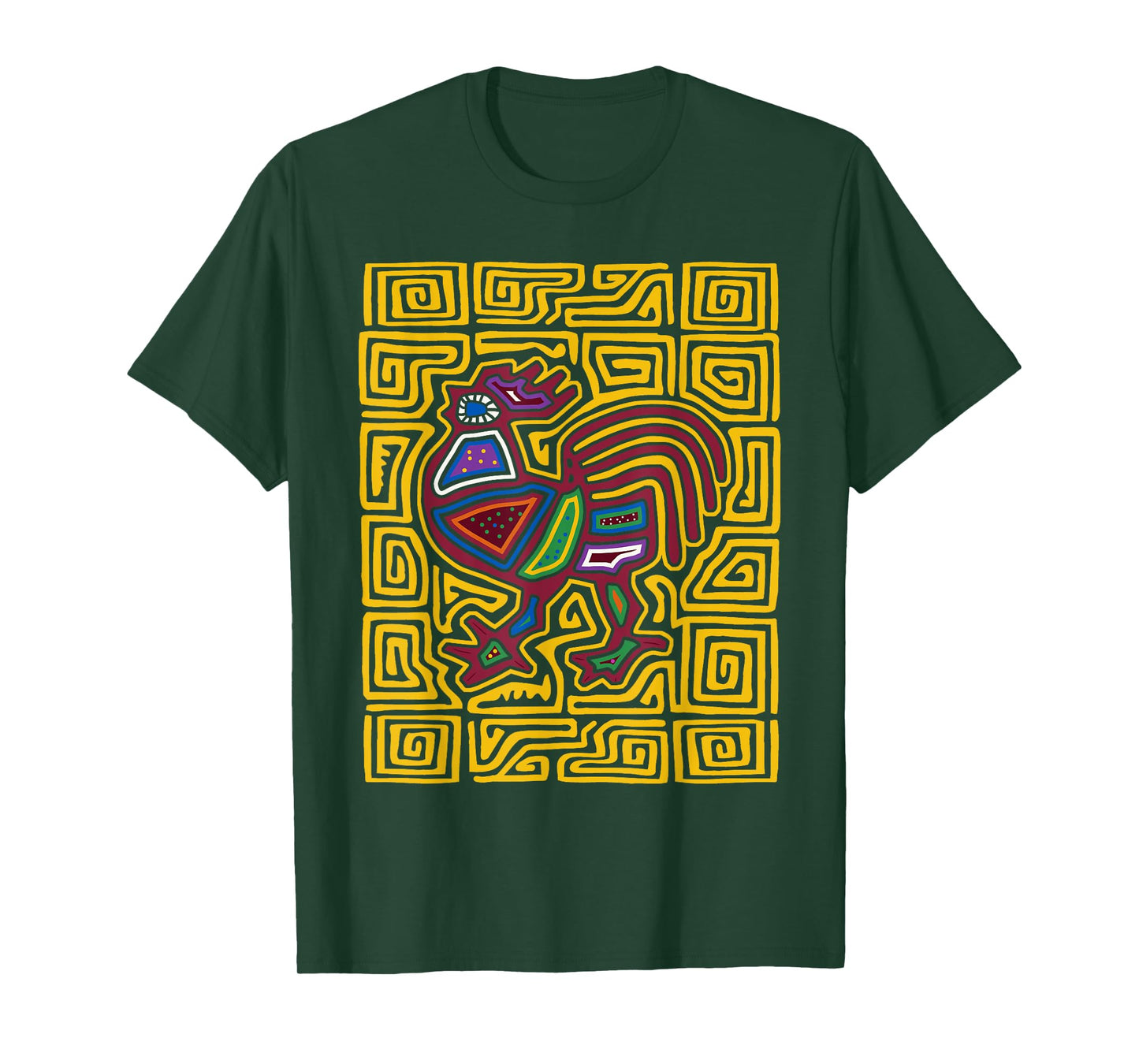 Rooster Mola Art by Panama Kuna Tribe Chicken T-Shirt