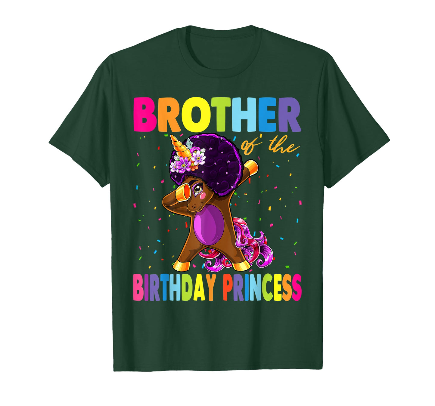 Dabbing Unicorn Afro Brother of the Birthday Princess T-Shirt