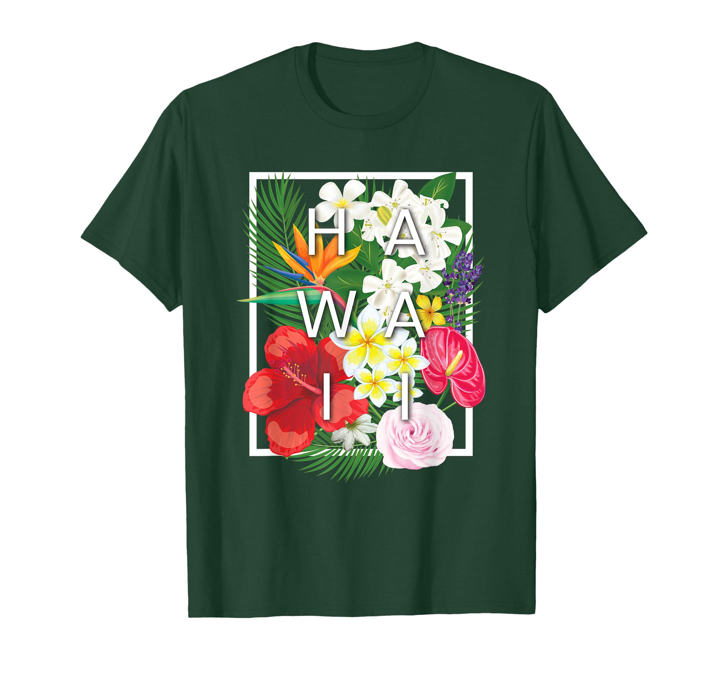 Flowers of Hawaii Word Art - Hawaiian Pride T-Shirt