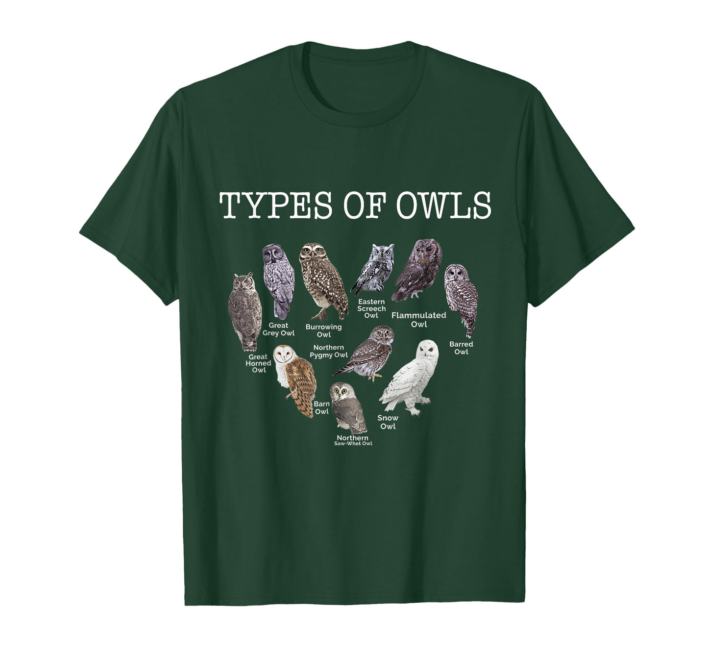 Types of Owls Educational Cute Owl Lover gift men women kids T-Shirt