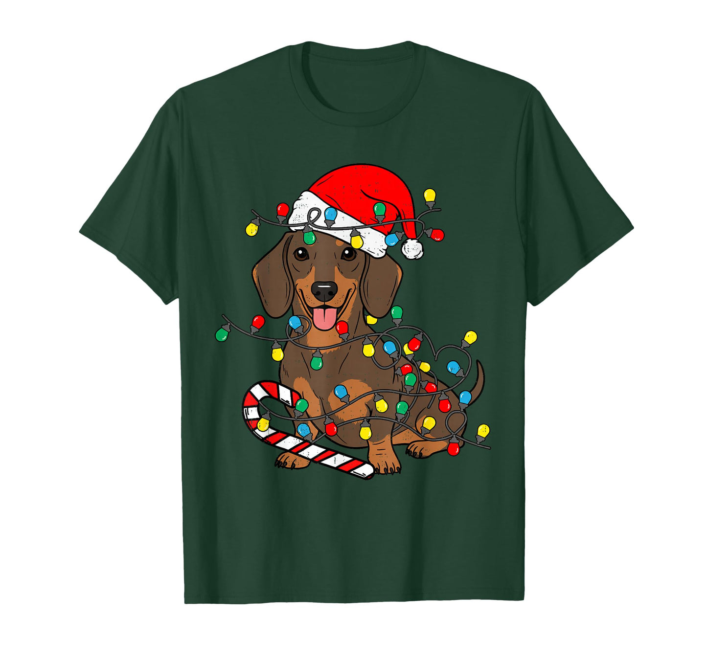 Dachshund Dog Christmas Lights Santa Xmas Pet Dog Lover T-Shirt