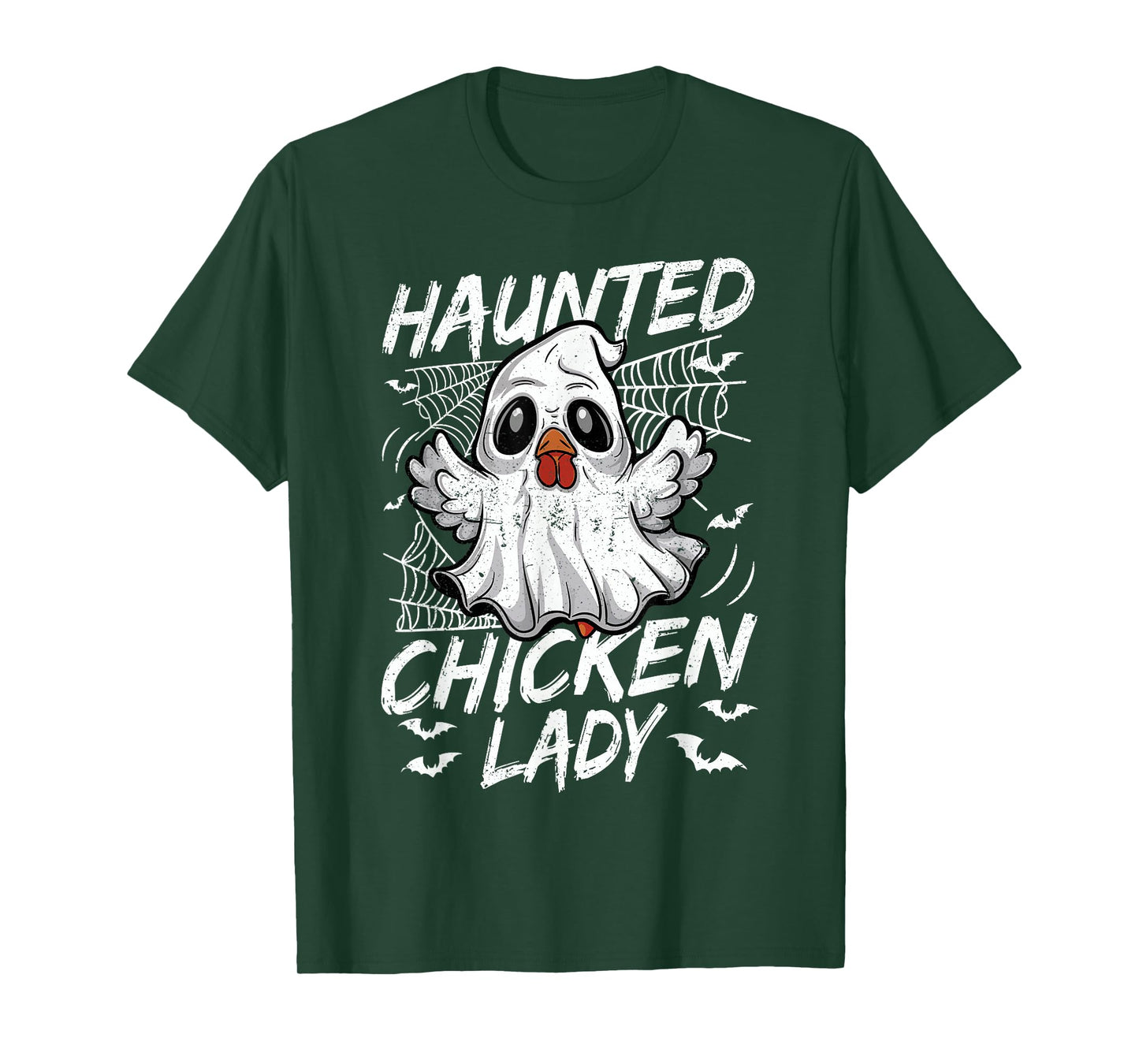Halloween Chicken Ghost Haunted Chicken Lady Women T-Shirt