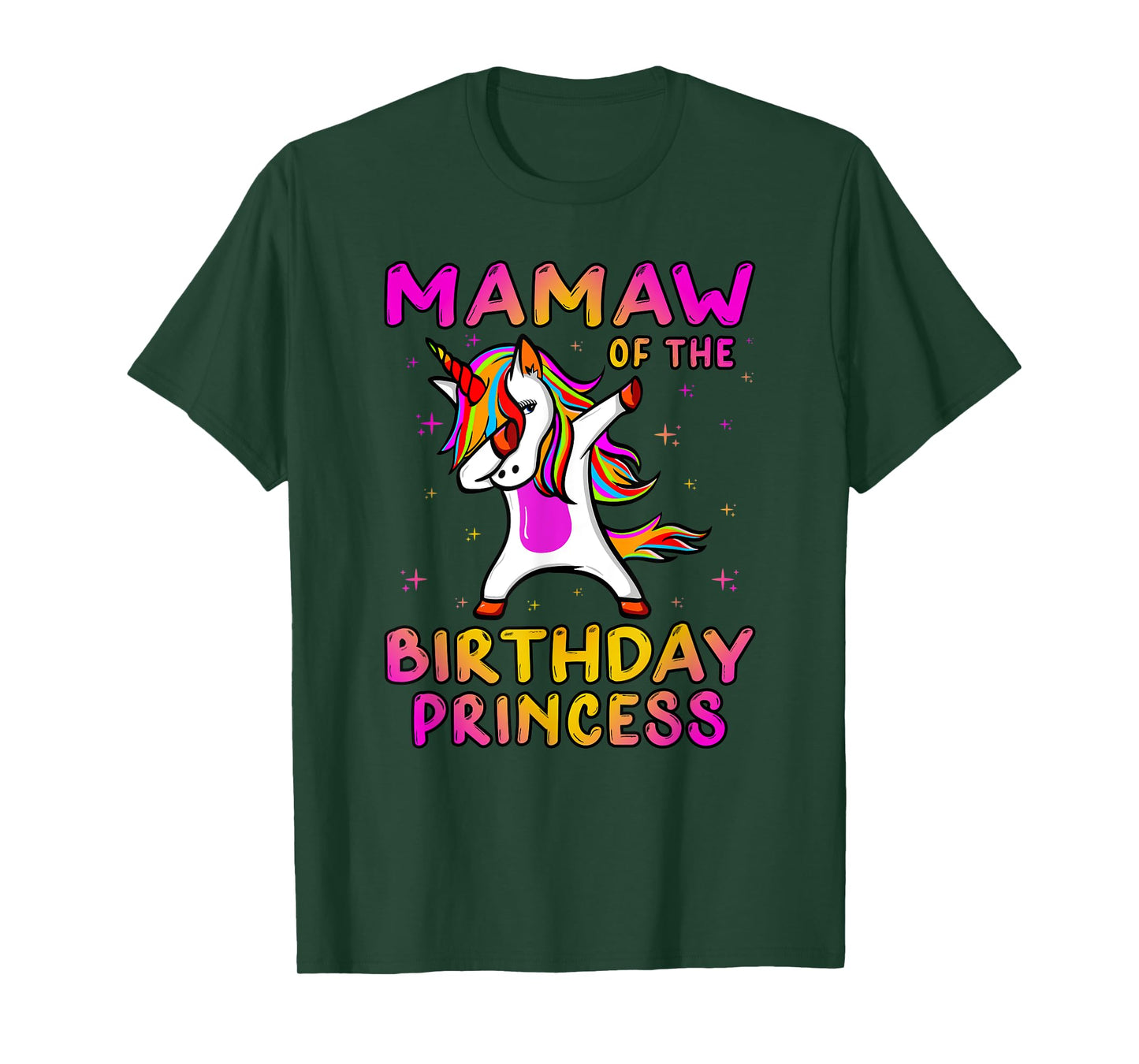 Mamaw Of The Birthday Princess Girl Grandma Dabbing Unicorn T-Shirt