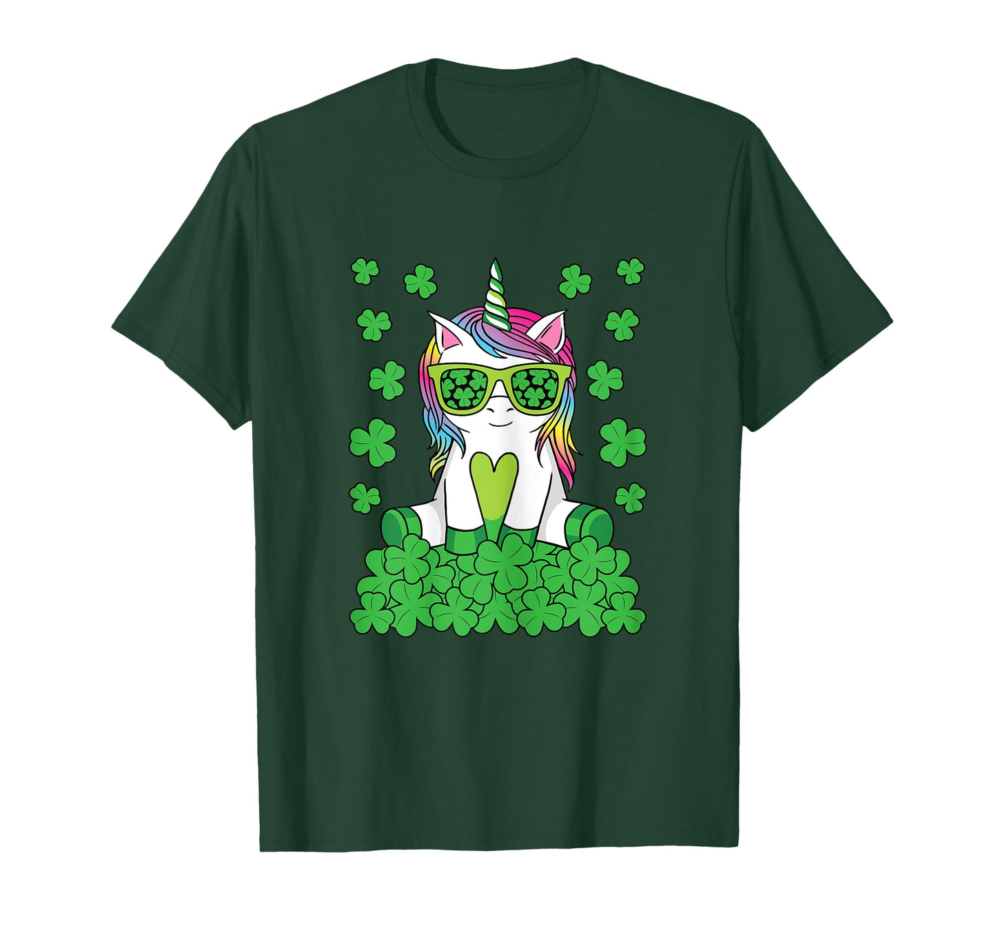 Cute St Patricks Day Unicorn Lepricorn Shamrock Girls Kids T-Shirt
