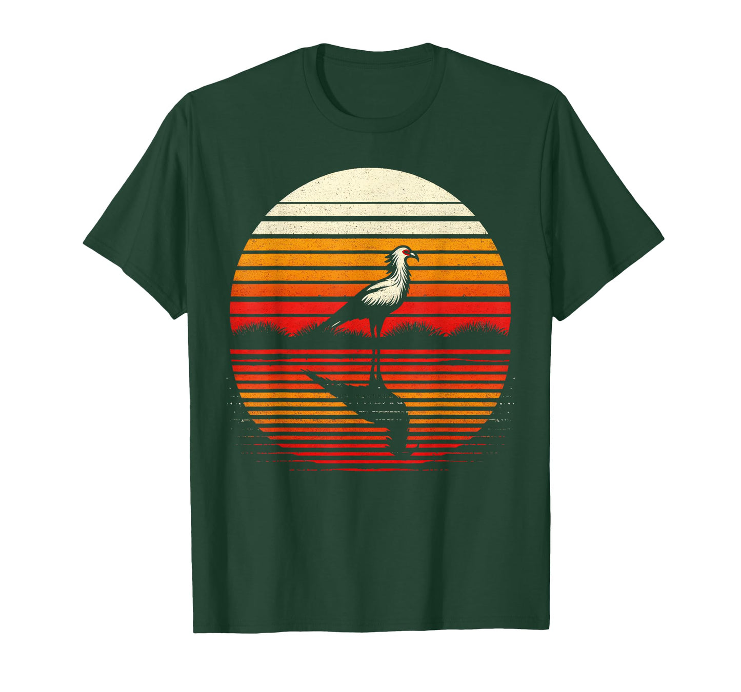 Secretary Bird Sunset Retro Style Safari Vintage 70s T-Shirt