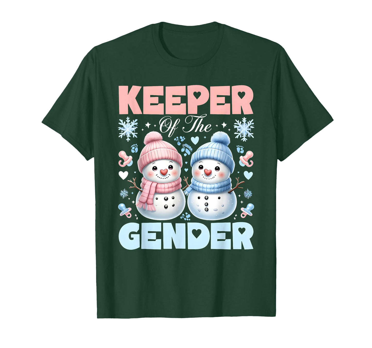 Keeper Of The Gender Reveal Baby Shower Snowman Christmas T-Shirt
