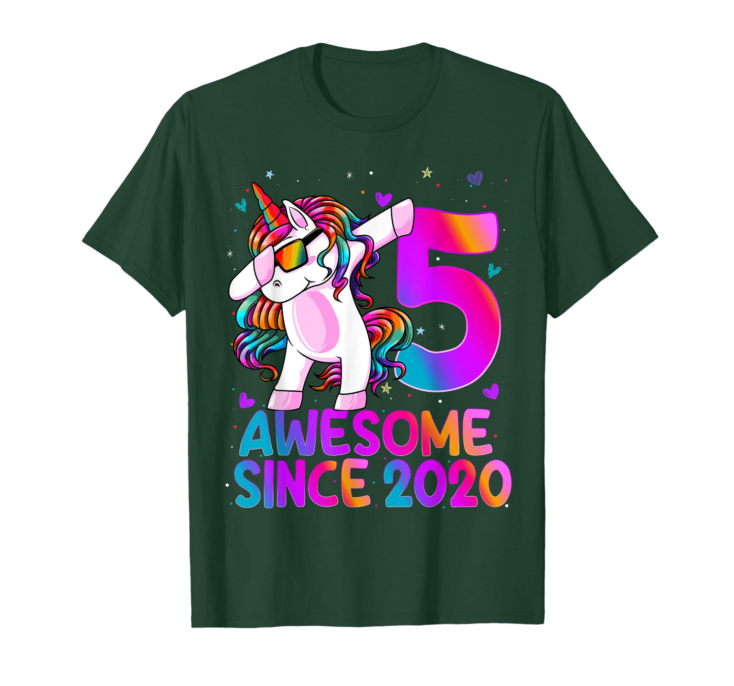 Dabbing Unicorn 5 Year Old 5th Birthday Girl Unicorn Party T-Shirt
