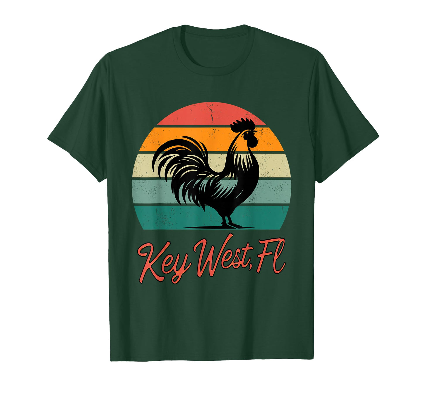 Key West Florida rooster chicken with retro sunset T-Shirt