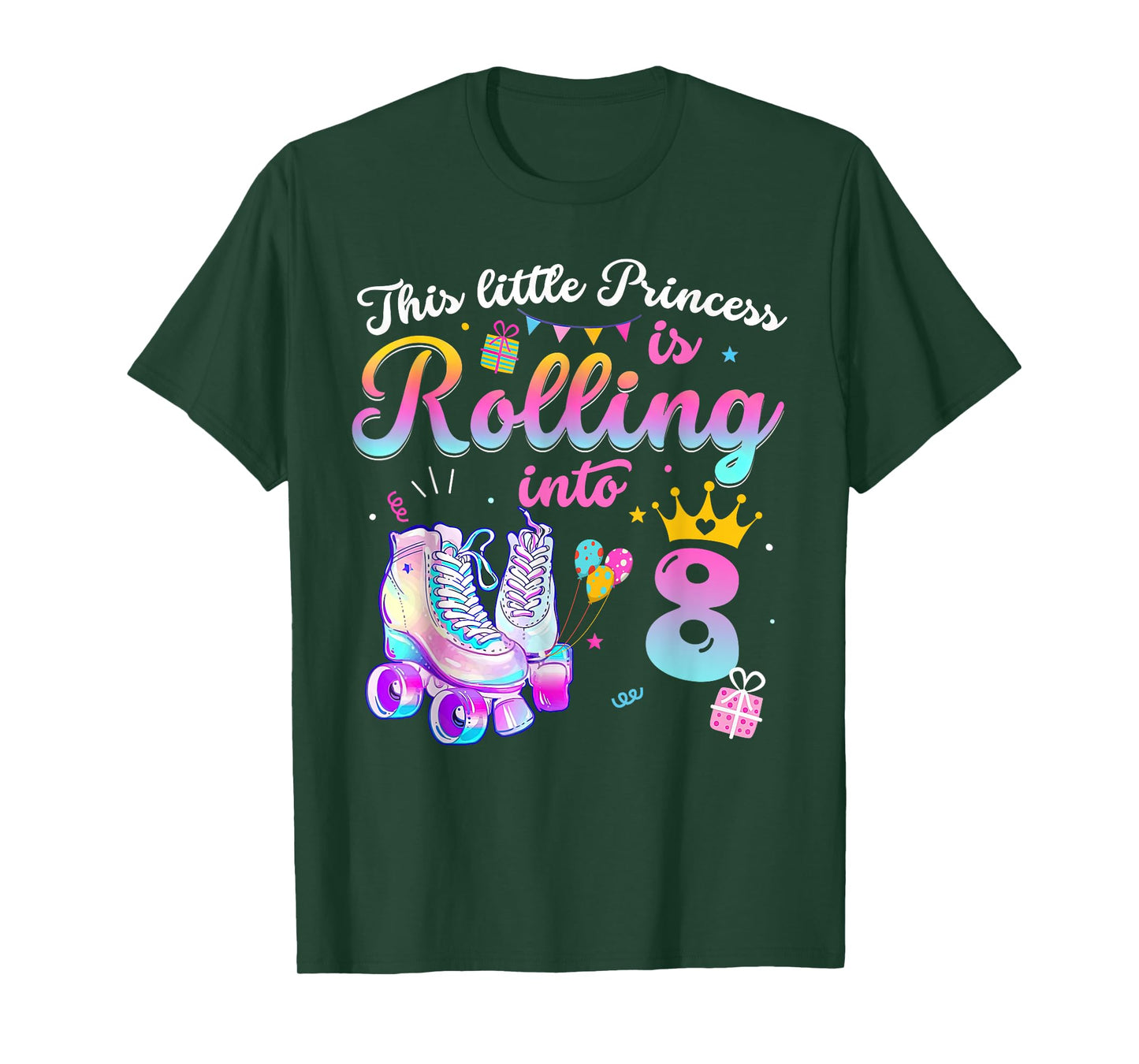 This Little Princess Is Rolling In To 8 Years Old 8th T-Shirt