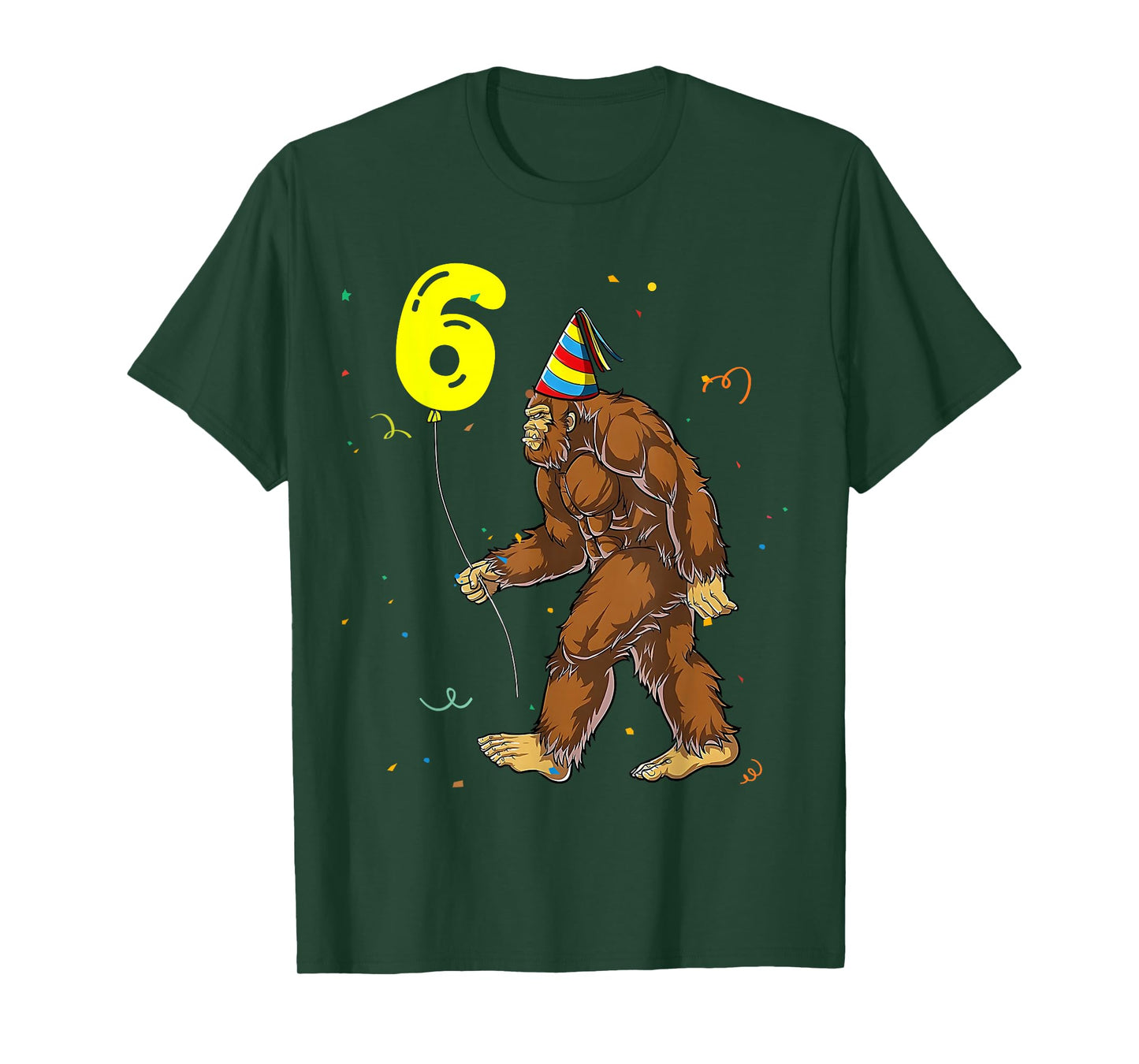 Funny Bigfoot 6th Birthday Party Sasquatch Boy Girl Kids T-Shirt