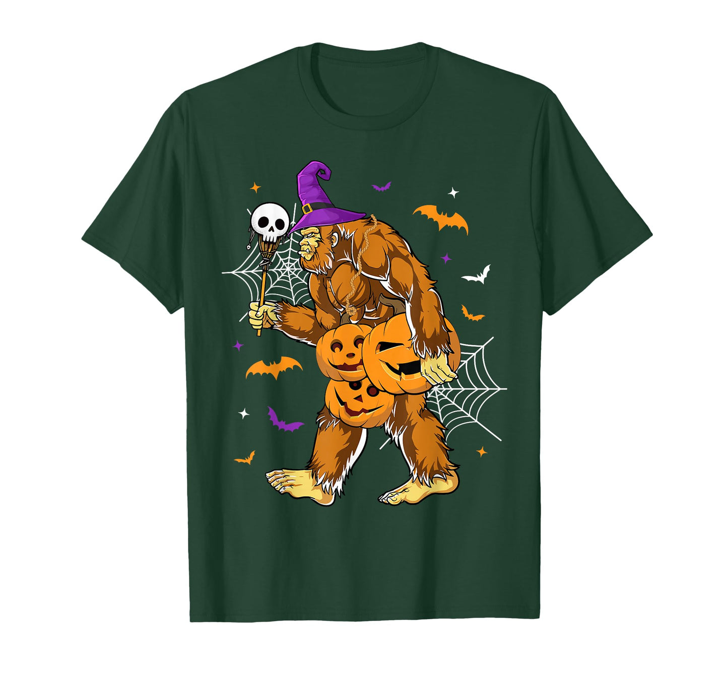 Spooky Bigfoot Halloween Pumpkin Funny Halloween Sasquatch T-Shirt