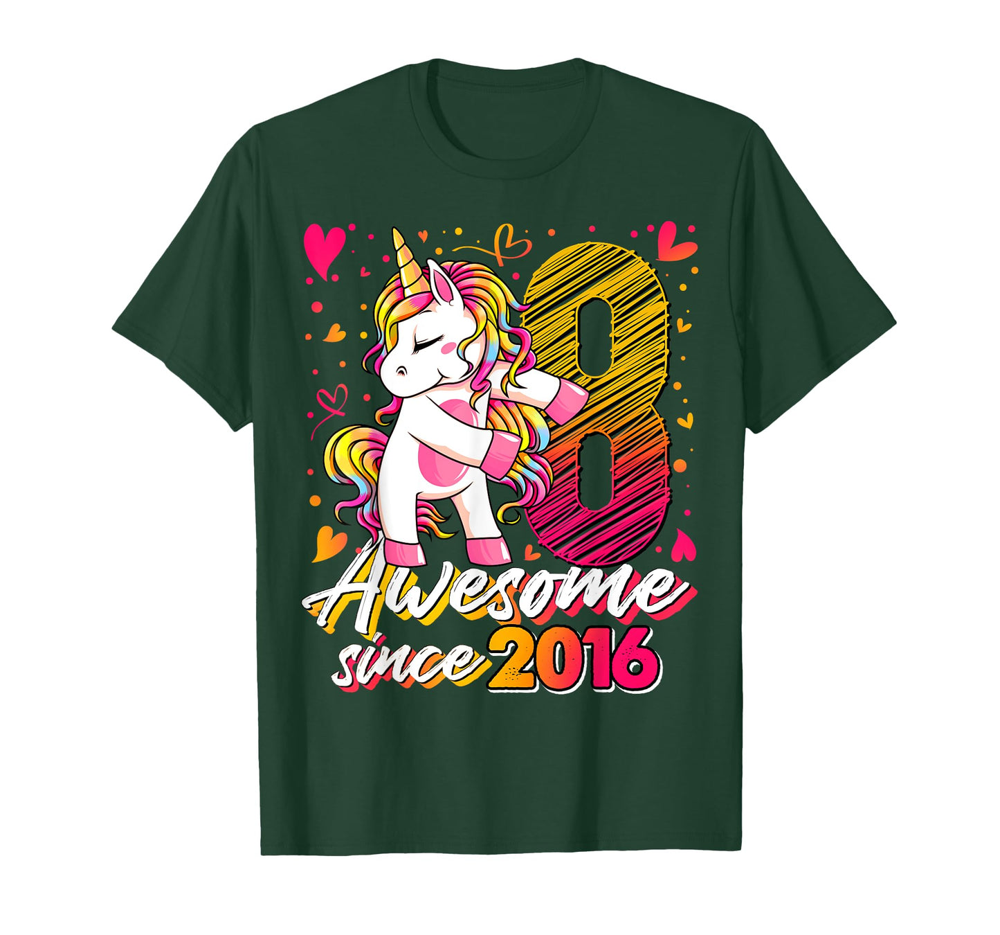 8 Years Old Flossing Unicorn Gifts 8th Birthday Girl Party T-Shirt