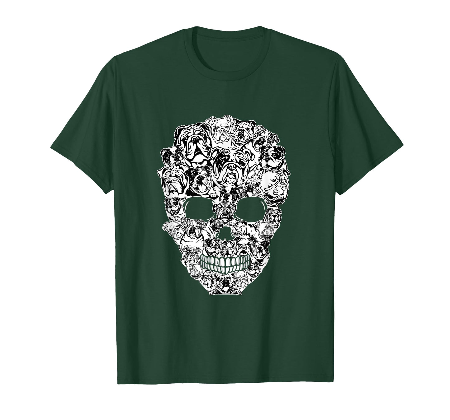 Funny English Bulldog Skull Dog Skeleton Halloween Men Women Kids T-Shirt