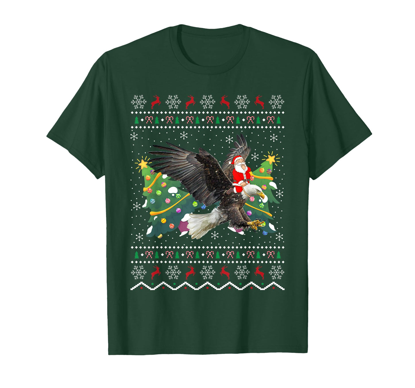 Eagle Lover Gift Ugly Santa Riding Eagle Christmas T-Shirt