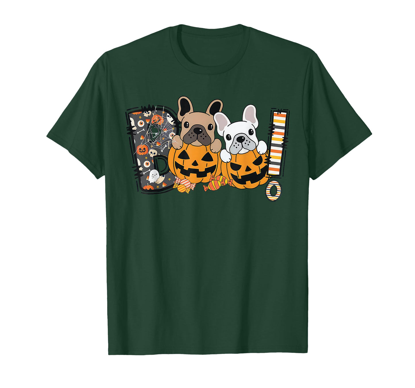 Boo French Bulldog Pumpkin Candy Dog Puppy Halloween Costume T-Shirt