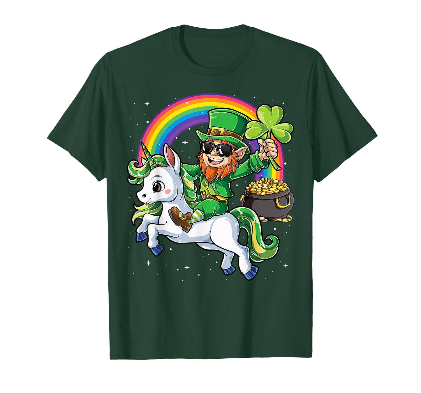 Unicorn St Patricks Day Girls Women Leprechaun Shamrock T-Shirt