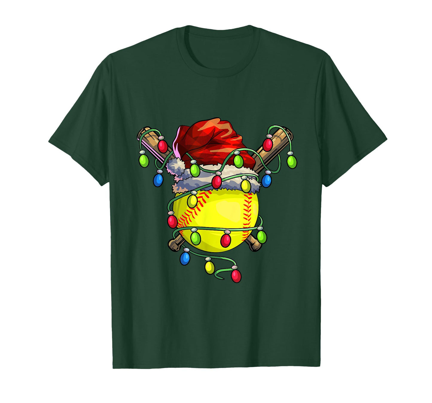 Christmas Softball Xmas Christmas Lights Softball Player T-Shirt