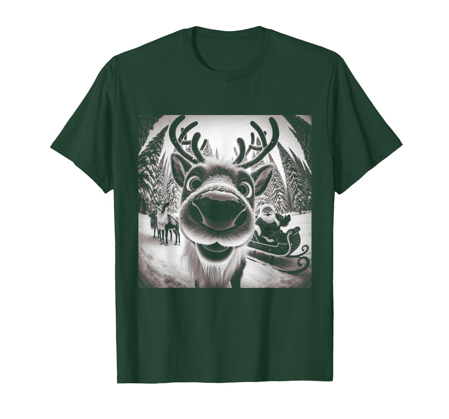 Funny Reindeer Selfie Christmas T-Shirt