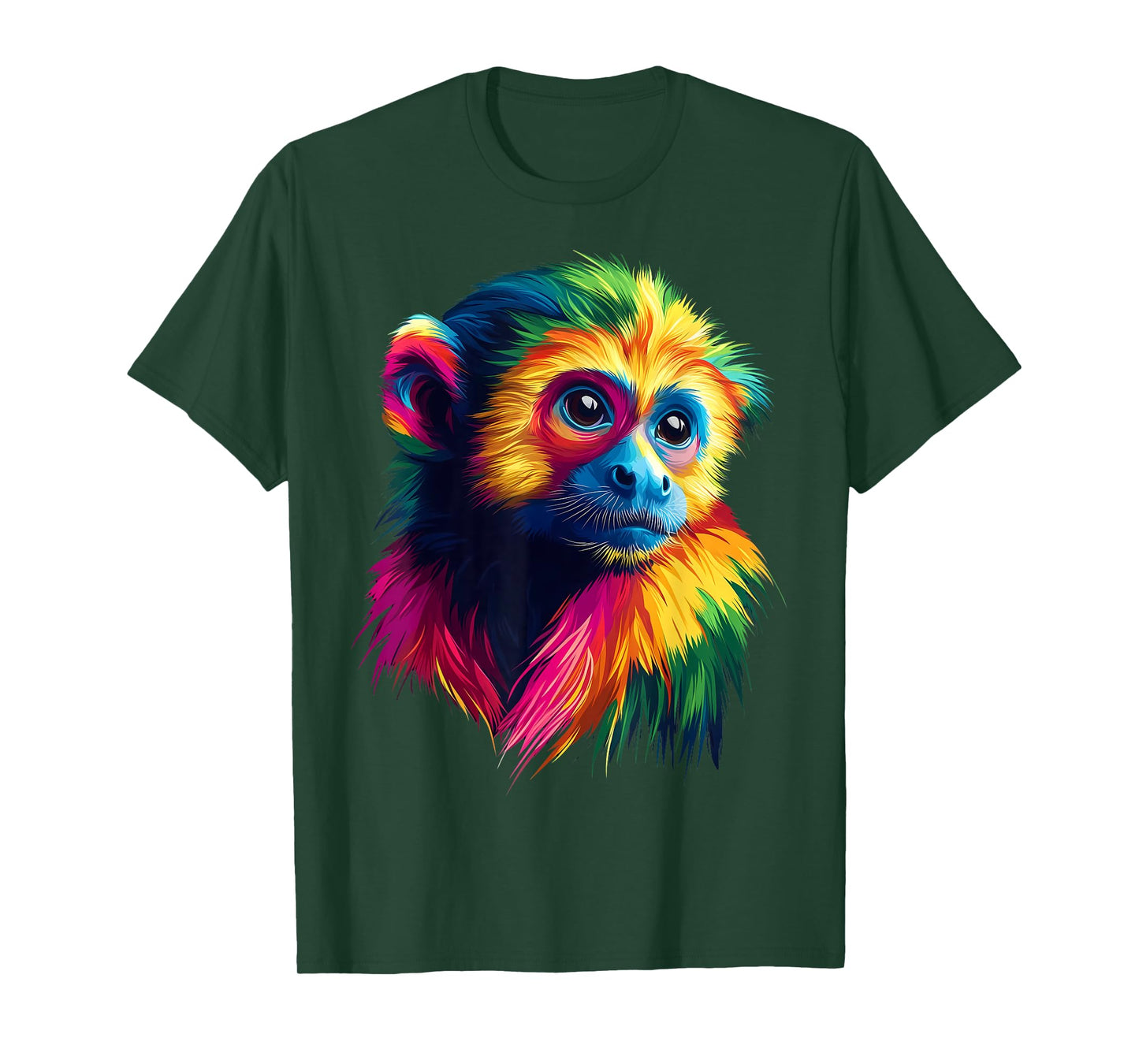 Colorful Capuchin Monkey Cute Rainforest Jungle Animal Black T-Shirt