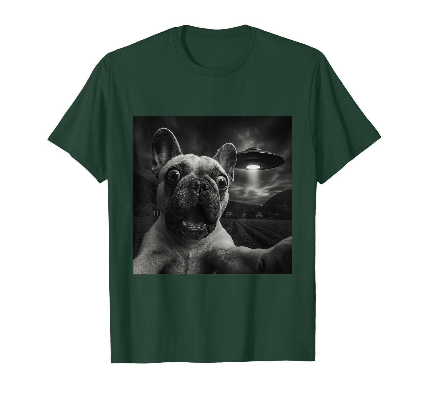 French Bulldog UFO Encounters Selfie T-Shirt for Men Women Kids