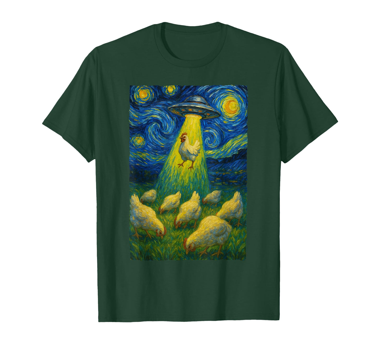 Chicken Alien Abduction Starry Night Poultry Farmer T-Shirt