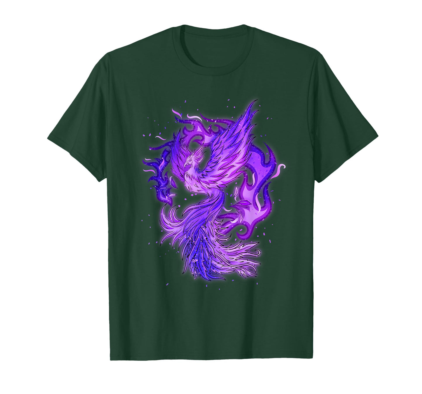 Phoenix Bird Design With Purple Fire T-Shirt