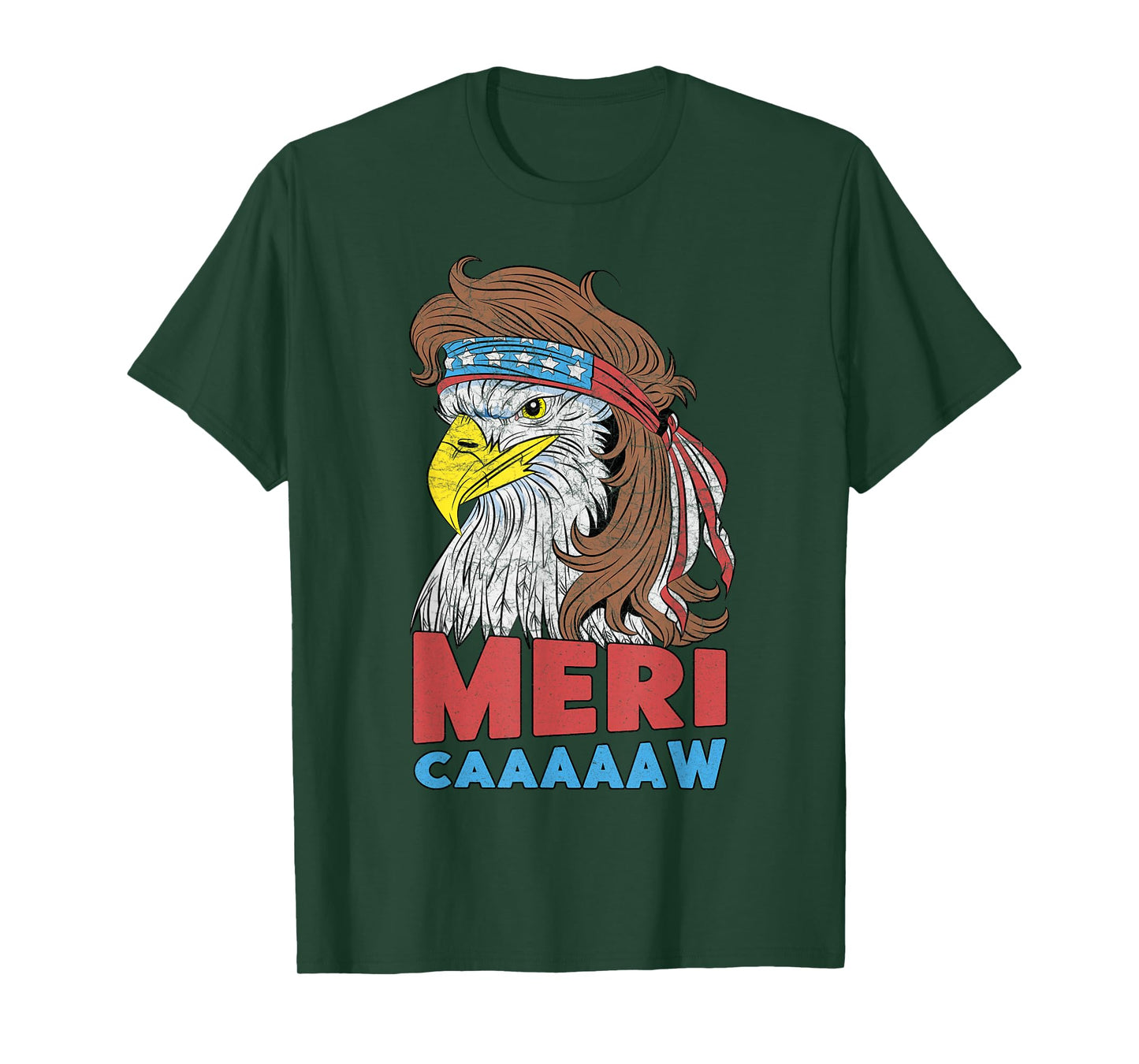 meri-caaaaaw - Eagle Mullet 4th Of July USA American Flag T-Shirt