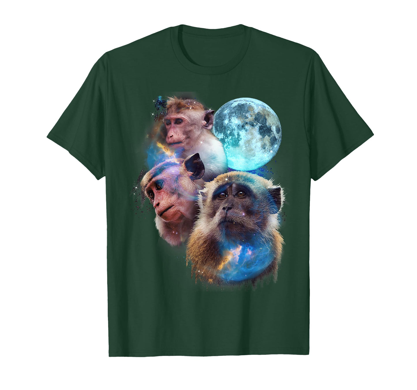3 Moon Monkey Art Funny Ape Primate Animal Lovers Graphic T-Shirt