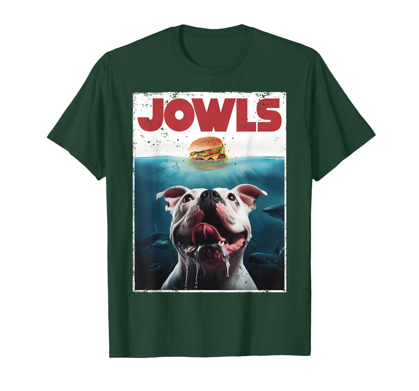 Funny American Bulldog Jowls Burger Bully, Dog Mom, Dog Dad T-Shirt