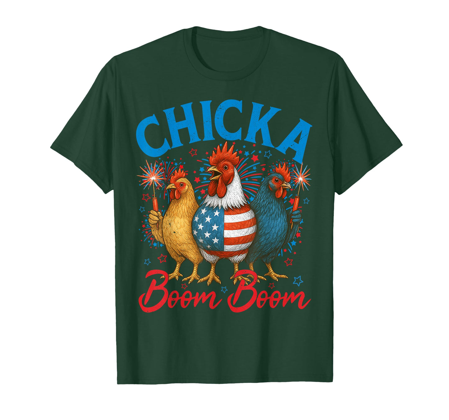 Chicka Boom Boom USA Patriotic Flag 4th Of July Men Women T-Shirt