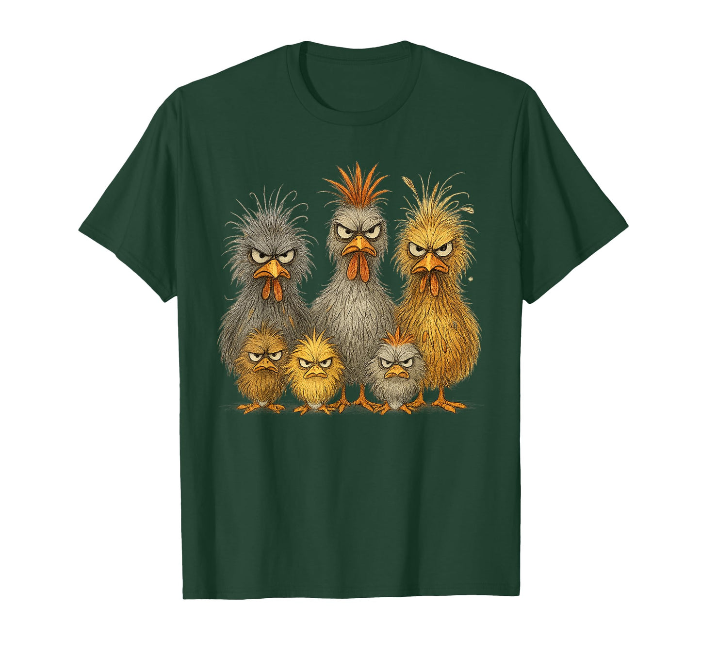 Angry Eagerlys Colorful Chicken Art, Crazy Chicken Family T-Shirt