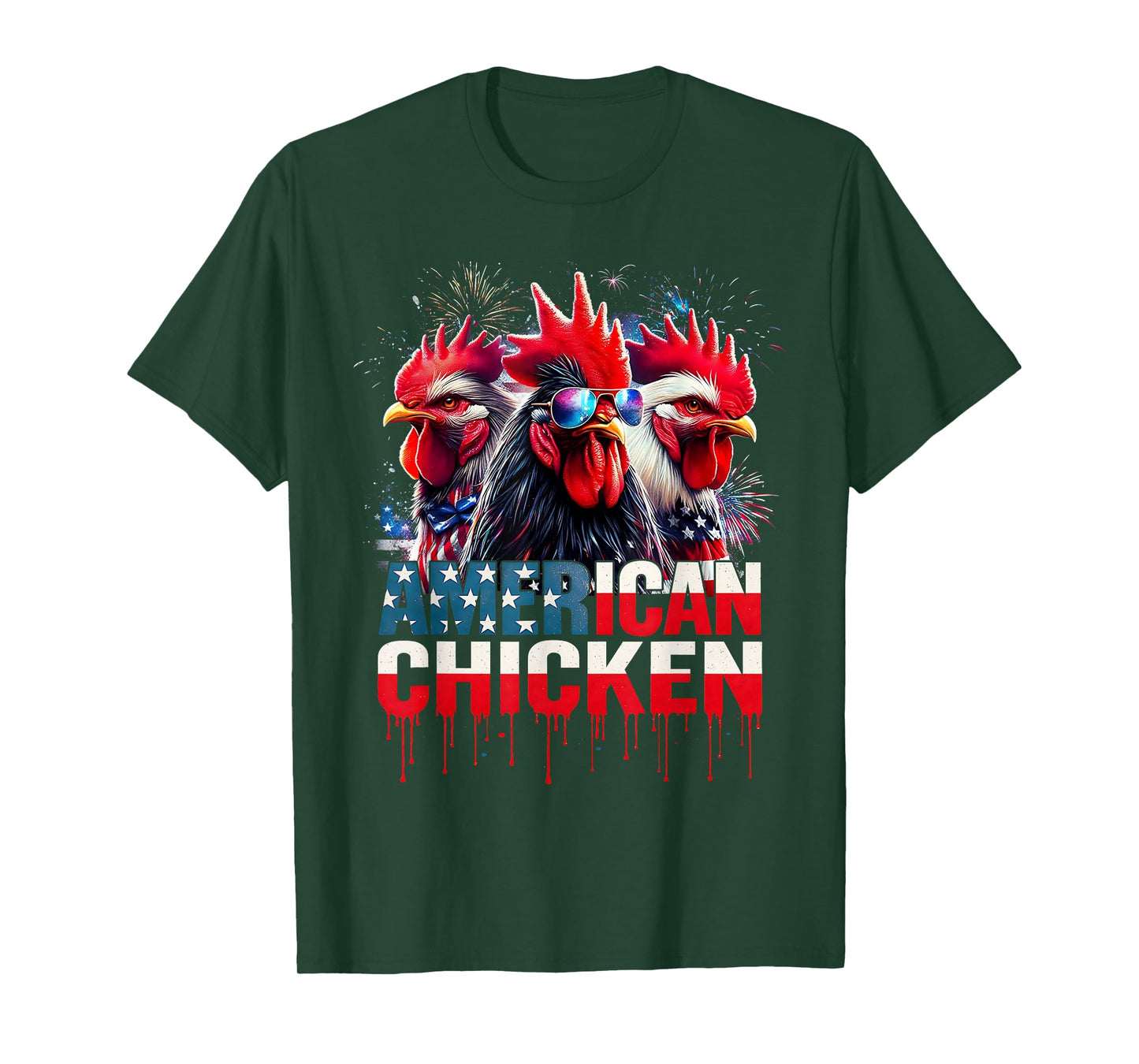 USA Chicken 4th of July Retro America Funny Patriotic T-Shirt