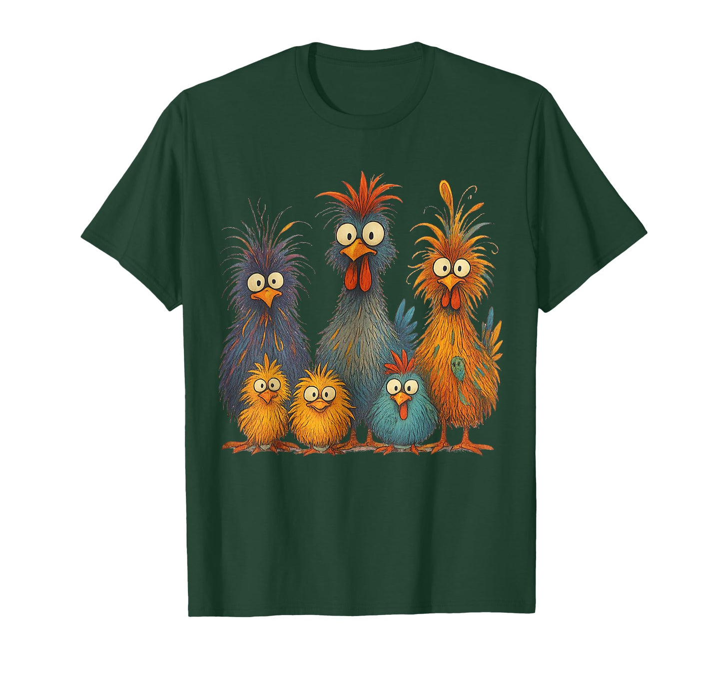 Crazy Chicken Family Eagerlys Colorful Funny Chicken T-Shirt