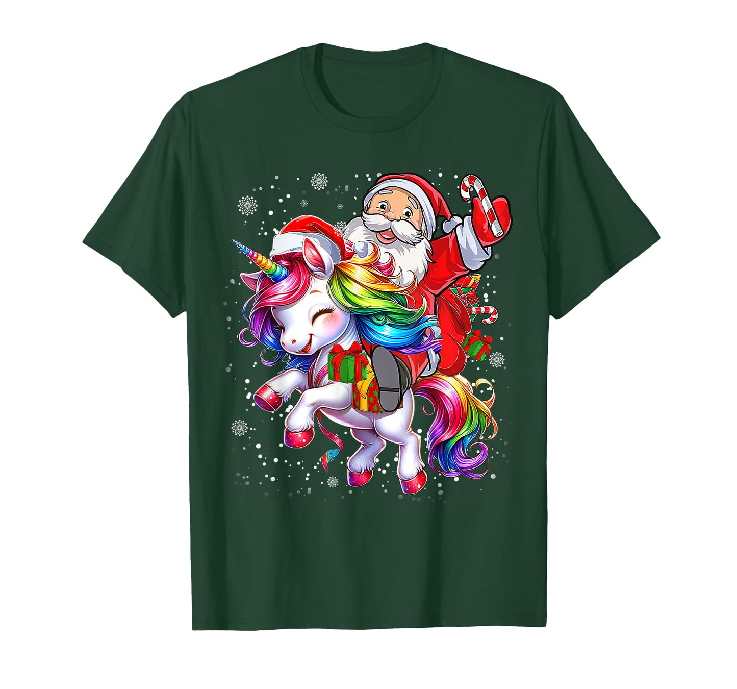 Cute Unicorn Christmas Girls Kids Women Santa Unicorn Xmas T-Shirt