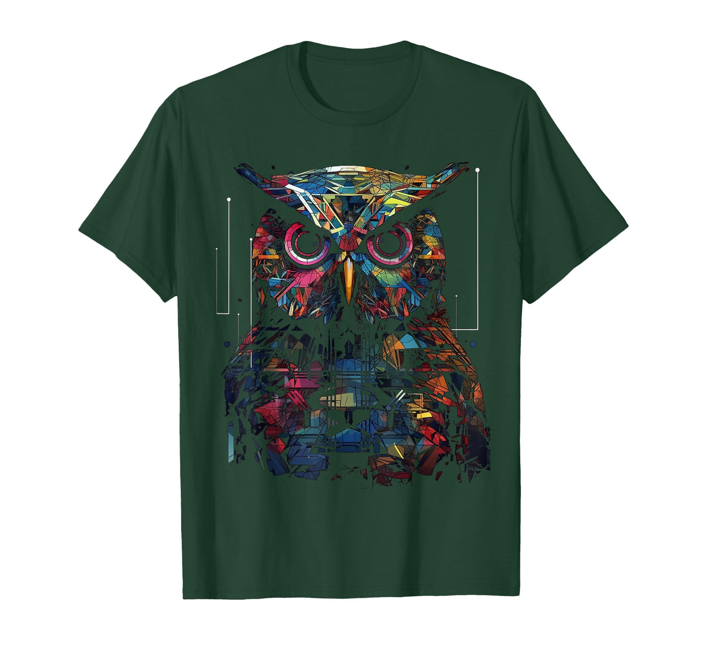 Owl Geometric Animal Lover - Colourful Bird Art Animal Owl T-Shirt