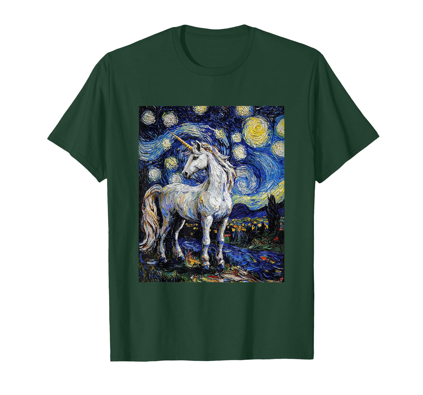 Cute Unicorn - Van Gogh Style - Starry Night T-Shirt