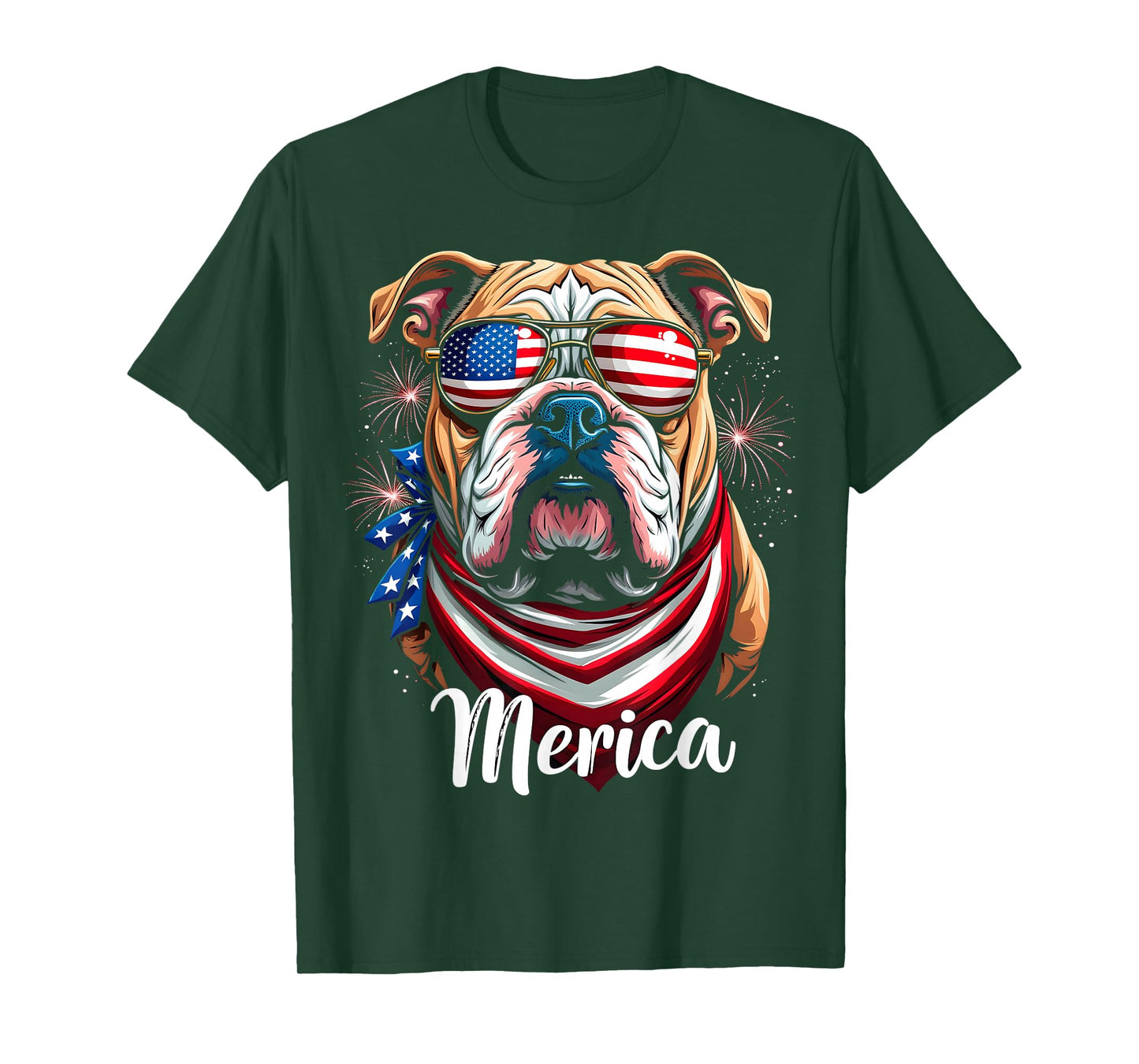 Patriotic Bulldog ‘Merica 4th of July Dog T-Shirt
