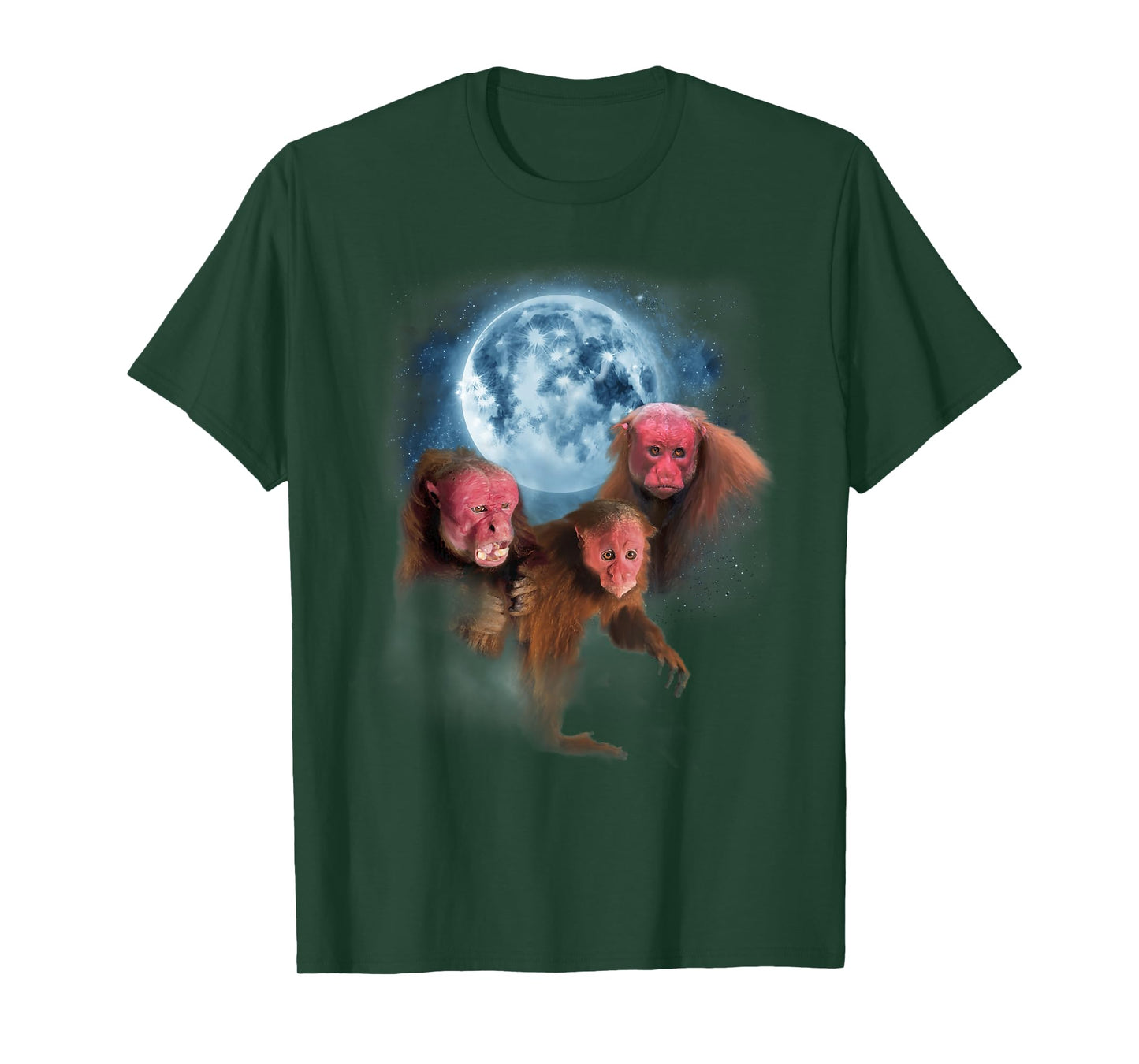 Bald Uakari Shirt - Funny Monkey Howling at the Moon T-Shirt