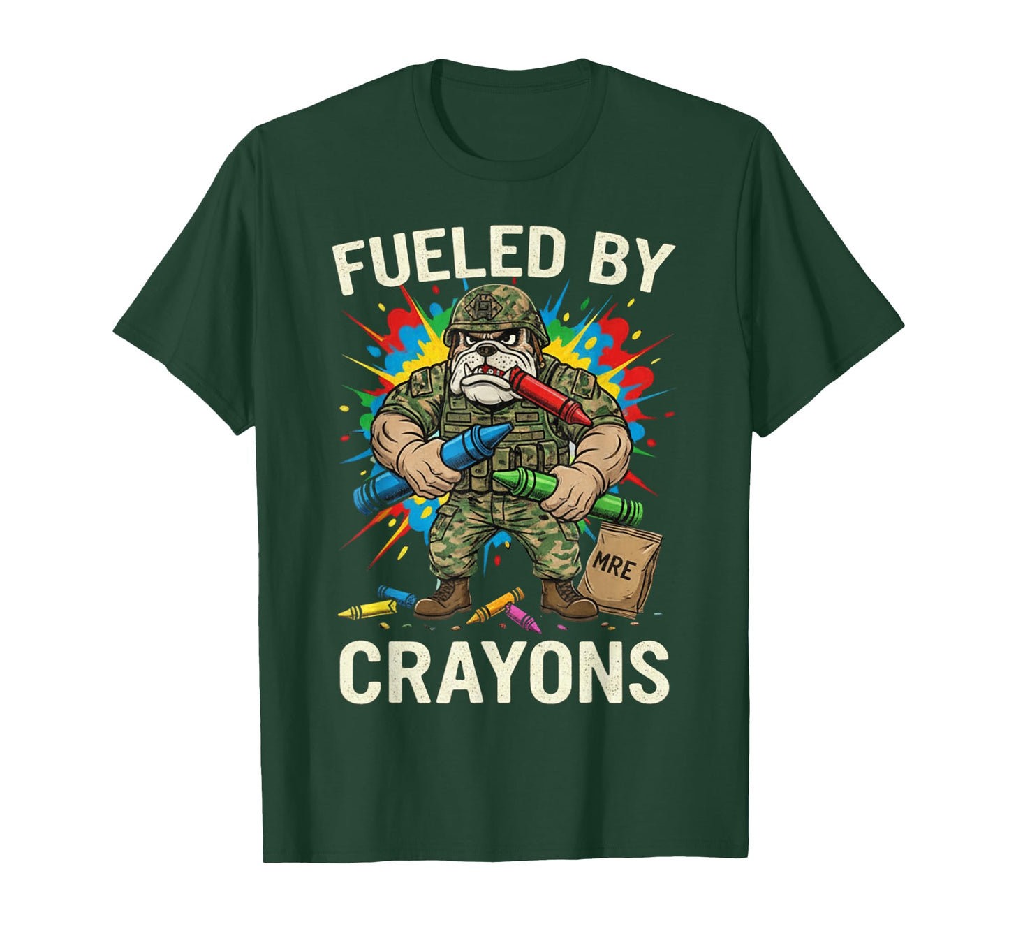 Military Corps Bulldog Crayon Eater Soldier Veterans Day T-Shirt