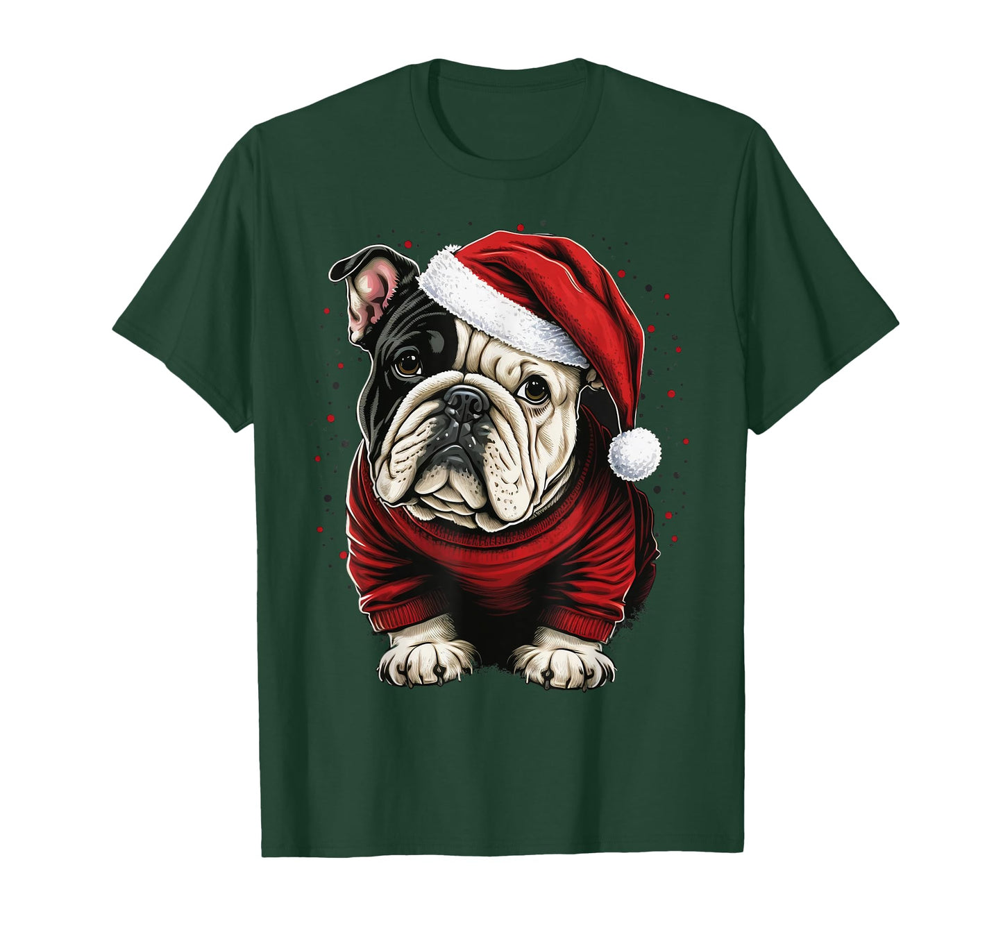 Xmas Bulldog Santa on Christmas Bulldog T-Shirt for Men Women Kids
